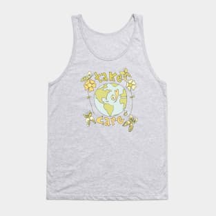 take care spread peace and love all over the earth // art by surfy birdy Tank Top